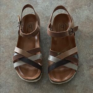 Stylish Brown and Cream Leather Sandals